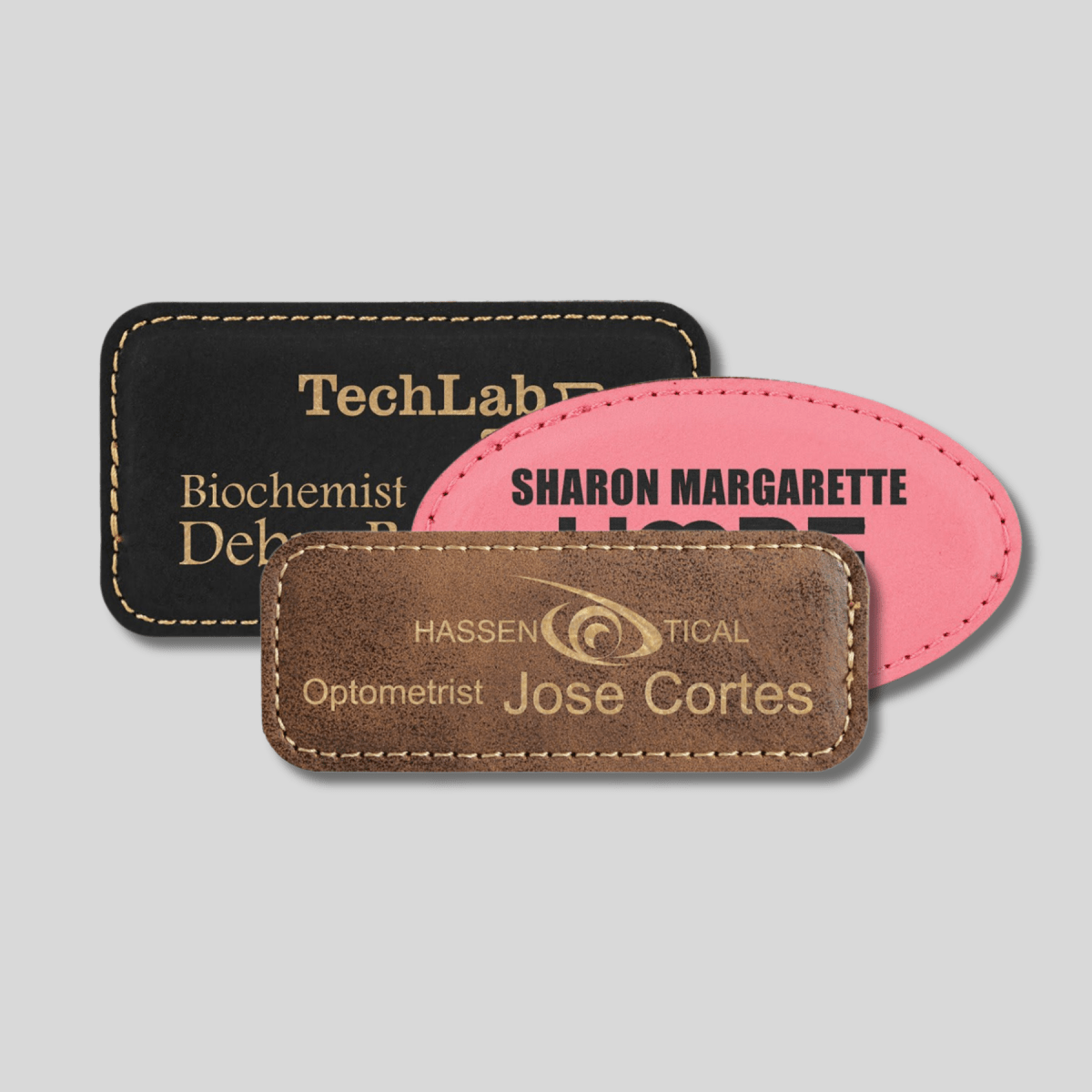 Leatherette Custom Engraved Name Tags, Badges, and Patches - LightForce Laser Engraving, LLC