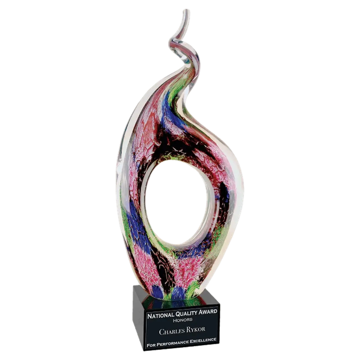 Personalized Art Glass Award Sculpture | Hand-Blown Glass Apple / Red / 3 1/4"(L) x 3 1/4"(W) x 5 3/4"(H)