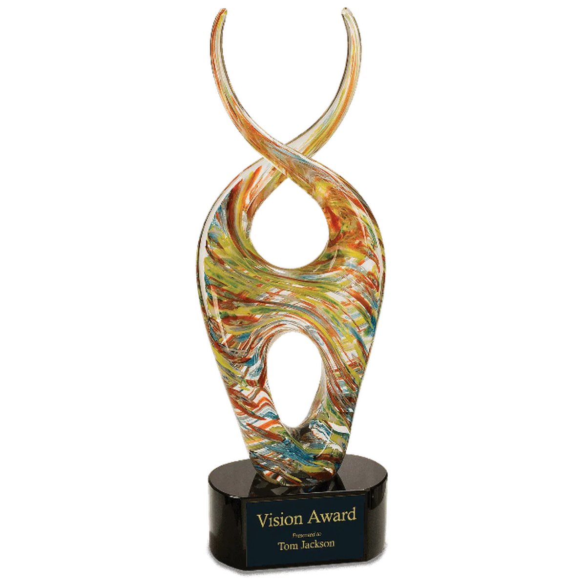 14" Color Twist Art Glass Award Sculpture Art Glass / Rainbow / 5 1/4"(W) x 14"(H)