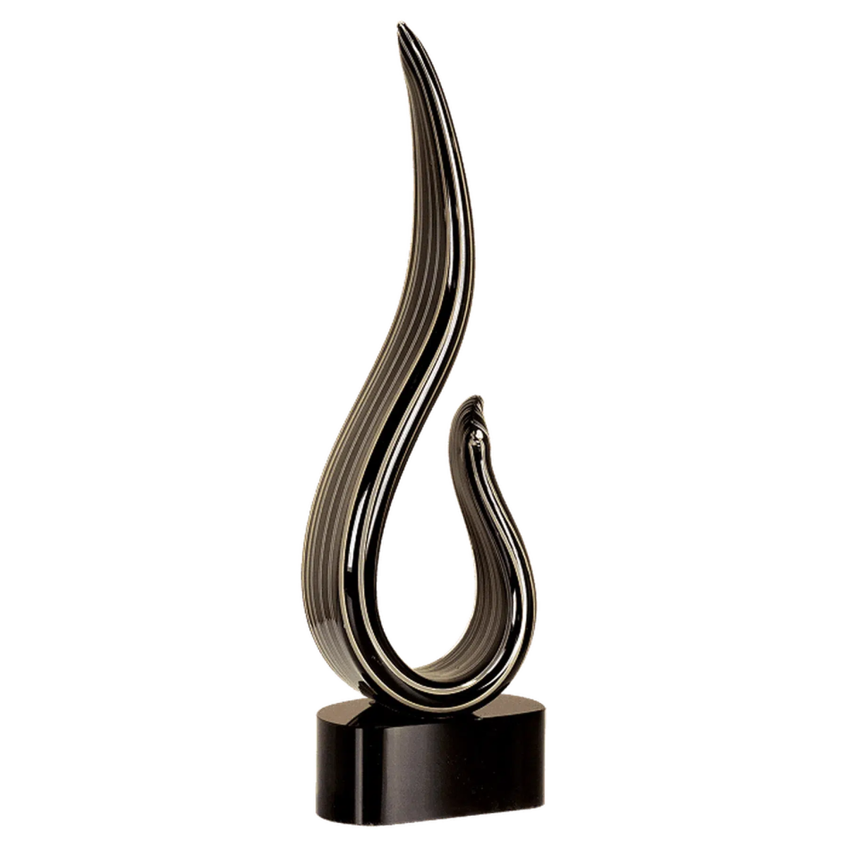15" Black & Gold Curve Art Glass Award Sculpture Art Glass / Black and Gold / 5"(W) x 15"(H)