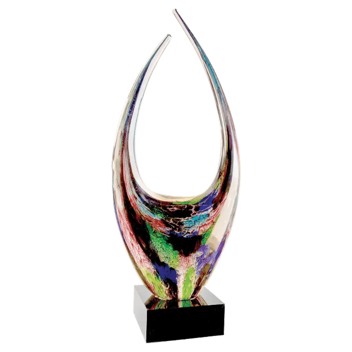 Hand-Blown Art Glass Award Sculptures | Personalized Engraving Dual Rising Art Glass / Pastel / 7" (W) x 16 3/4" (H)