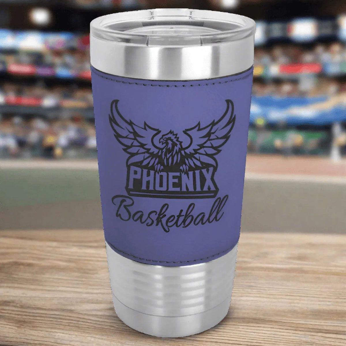 20 oz. Personalized Tumblers with Custom Engraving – Polar Camel Purple / 20 oz. Leatherette Wrapped Tumbler