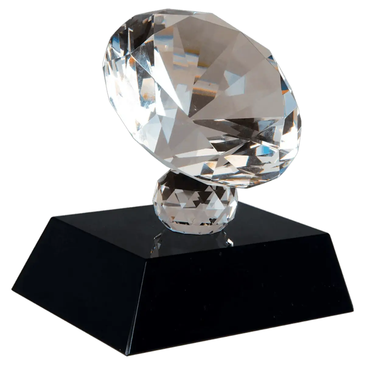 Crystal Diamond Awards & Paperweights with Personalized Engraving Crystal Diamond Paperweight / 4" Diameter x 2 1/2" (H) / No Base
