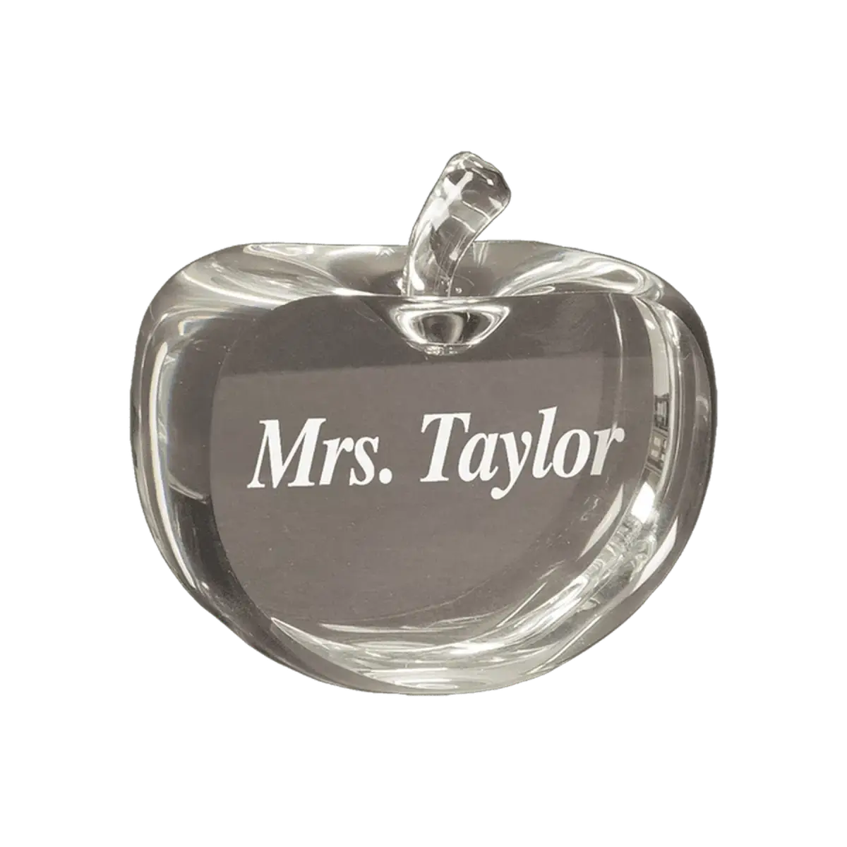 Laser Etched Crystal Apple Awards and Gifts - Custom Engraved Recognition Rounded Crystal Apple with Flat Face / Clear / 2 3/4"(L) x 3 3/4"(H)