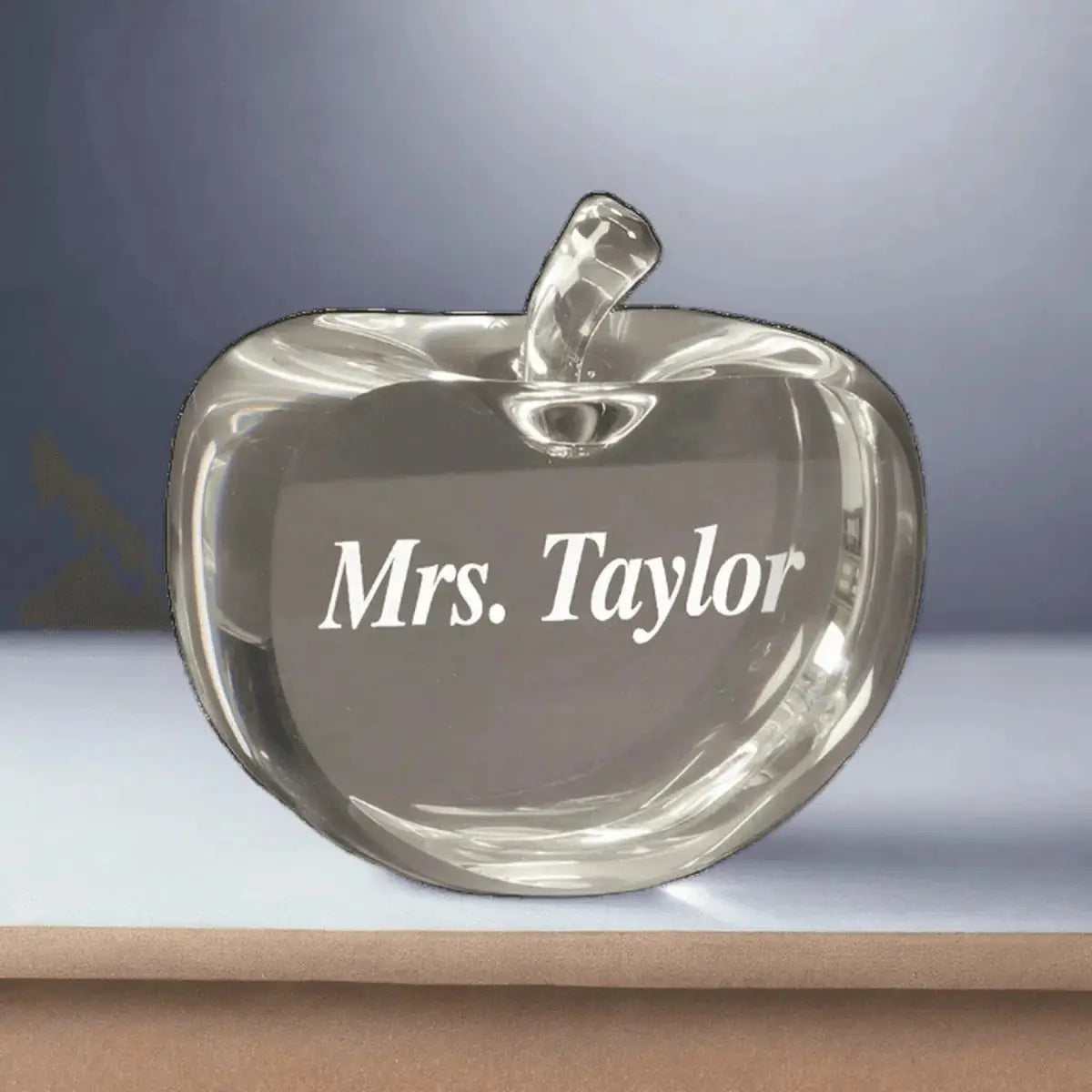 Laser Etched Crystal Apple Awards and Gifts - Custom Engraved Recognition Rounded Crystal Apple with Flat Face / Clear / 2 3/4"(L) x 3 3/4"(H)