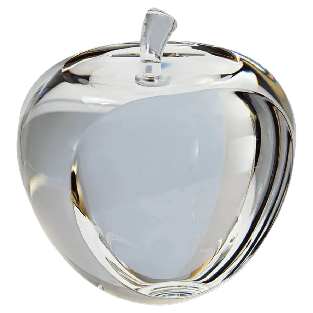Laser Etched Crystal Apple Awards and Gifts - Custom Engraved Recognition Rounded Crystal Apple with Flat Face / Clear / 2 3/4"(L) x 3 3/4"(H)