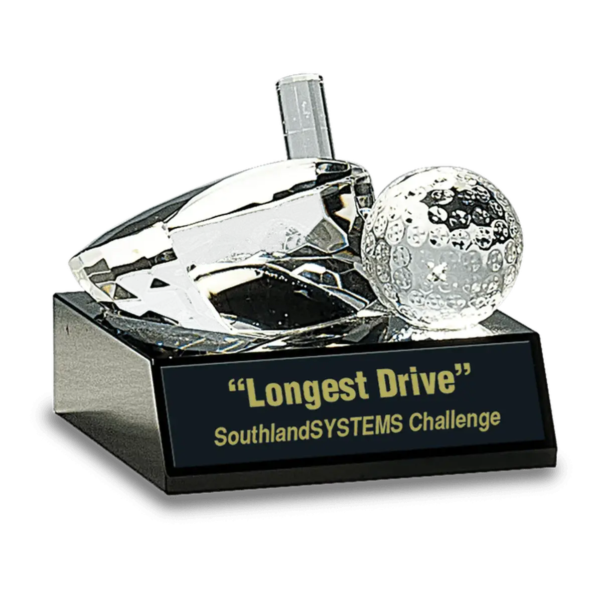 Crystal Golf Awards – Premium Recognition Trophies Golf Club and Ball / 3 1/2"(W) x 3"(H) / Black