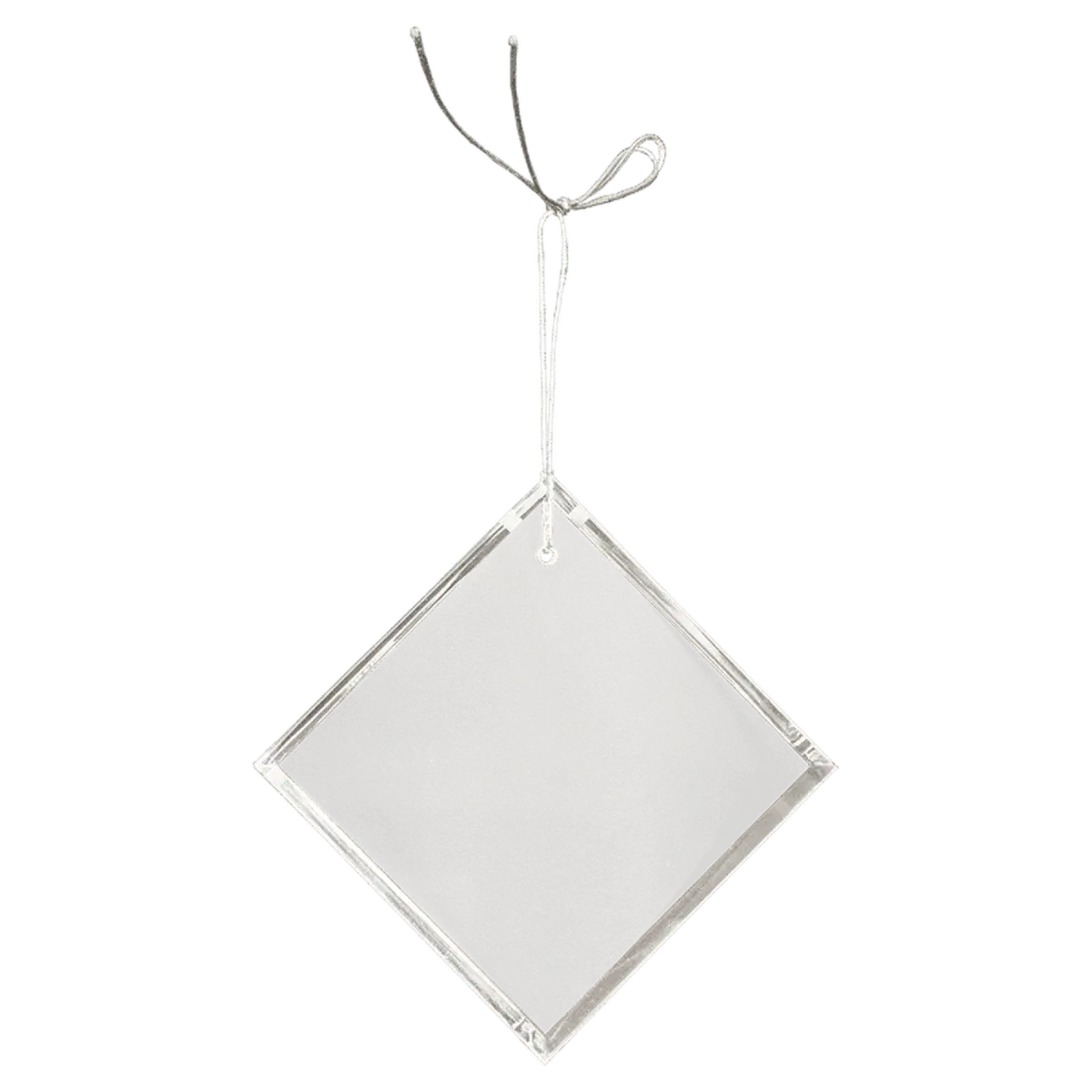 Laser Etched Crystal Ornaments with Ribbon and Gift Box Teardrop / Silver / 3"