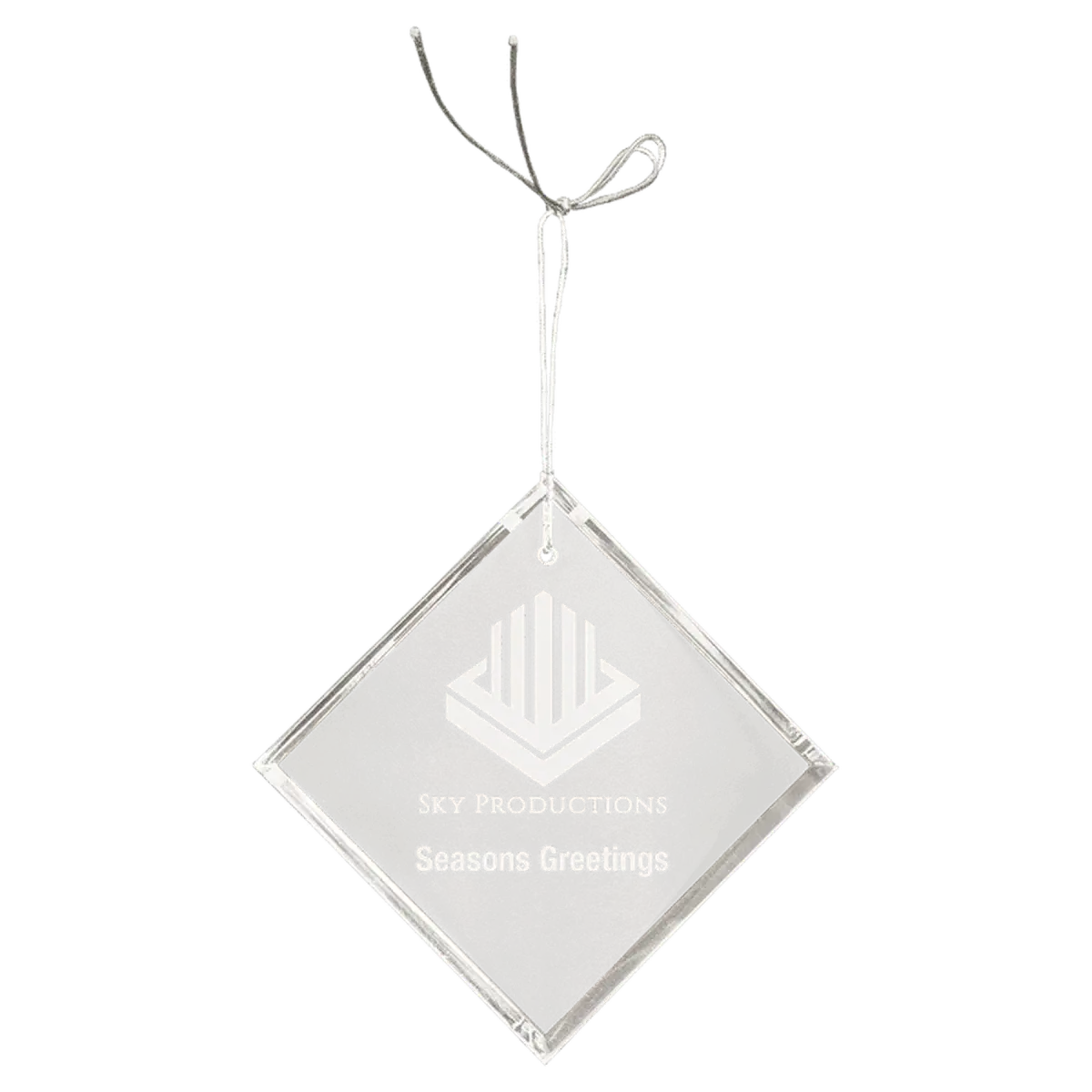 Laser Etched Crystal Ornaments with Ribbon and Gift Box Teardrop / Silver / 3"