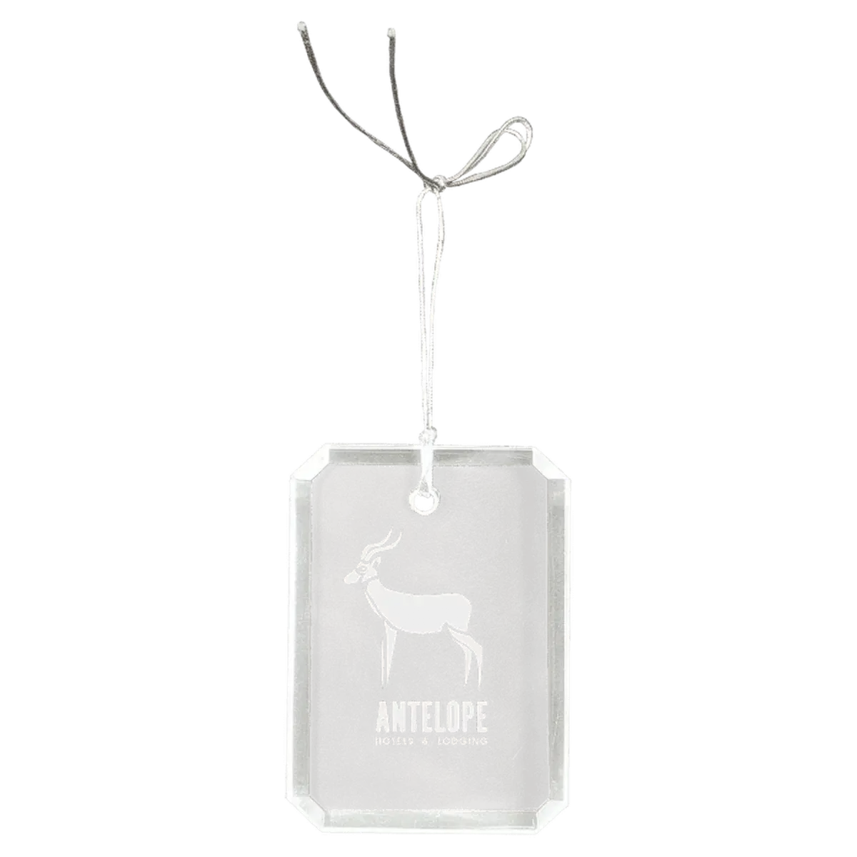 Laser Etched Crystal Ornaments with Ribbon and Gift Box Teardrop / Silver / 3"