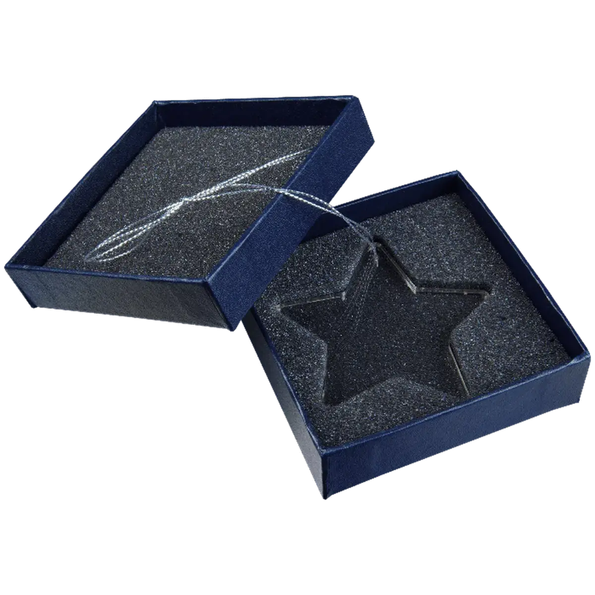 Laser Etched Crystal Ornaments with Ribbon and Gift Box Teardrop / Silver / 3"