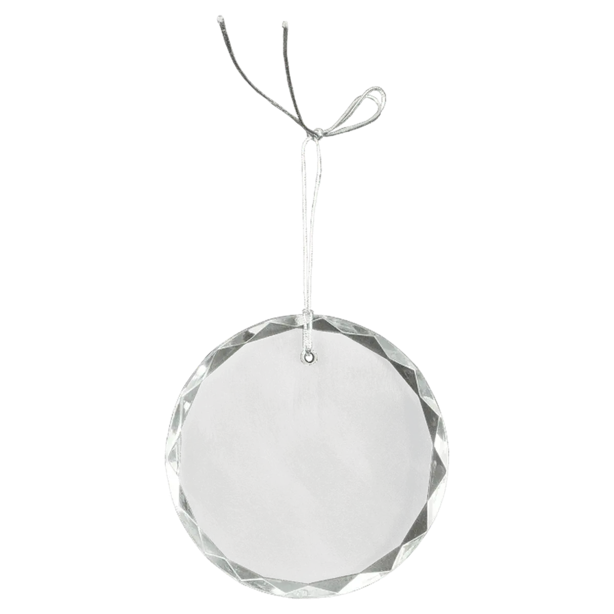 Laser Etched Crystal Ornaments with Ribbon and Gift Box Teardrop / Silver / 3"