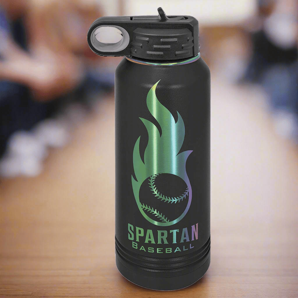 Ion Plated Insulated Tumblers and Water Bottles with Custom Engraving Water Bottle / White/Prism Engraving / 32 oz.