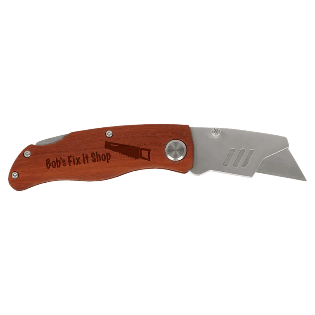 4" Personalized Rosewood Handle Utility Knife Wood / 4" (L) x 1 3/8" (H) - Closed