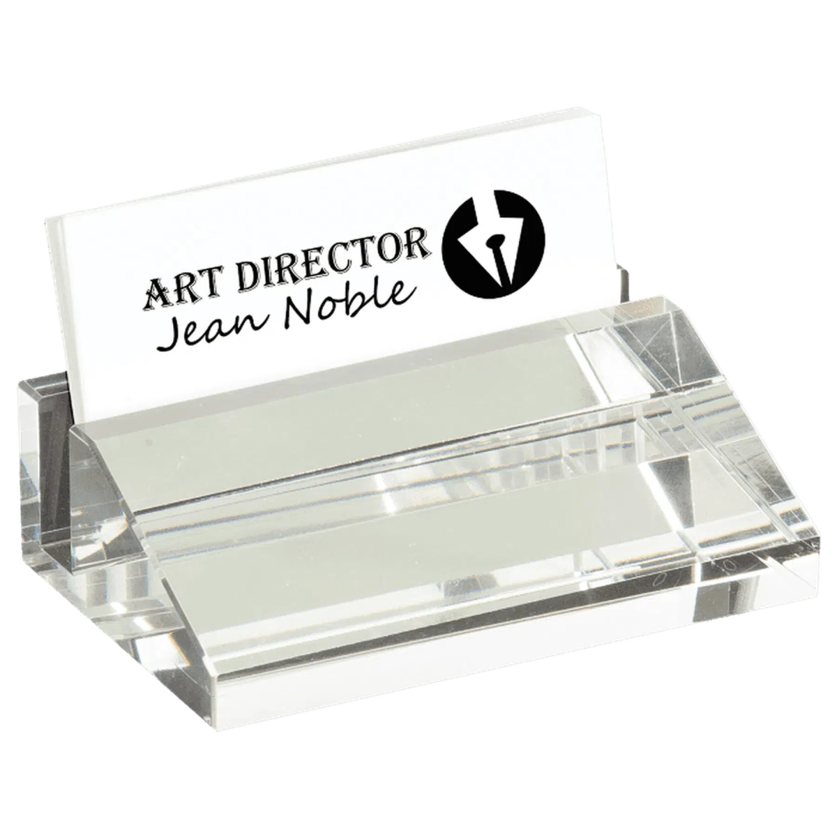 Crystal Business Card Holder with Frosted Etching Crystal / 4" (L) x 1 1/4" (W) x 2 1/2" (H)