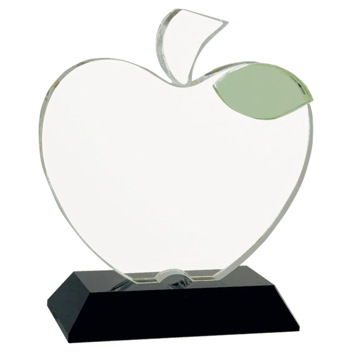 Laser Etched Crystal Apple Awards and Gifts - Custom Engraved Recognition Rounded Crystal Apple with Flat Face / Clear / 2 3/4"(L) x 3 3/4"(H)