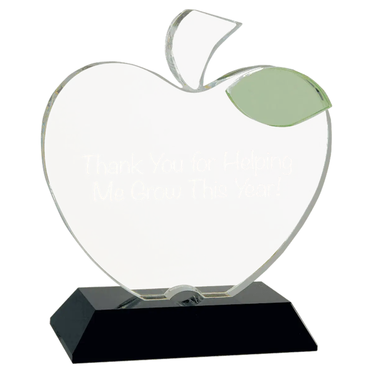 Laser Etched Crystal Apple Awards and Gifts - Custom Engraved Recognition Rounded Crystal Apple with Flat Face / Clear / 2 3/4"(L) x 3 3/4"(H)