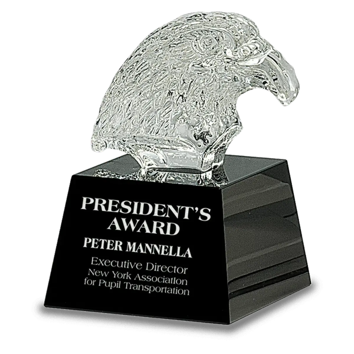 Crystal Eagle Awards for Patriotism, Leadership and Service Eagle Head on Base / 5 3/4" x 3 3/4"