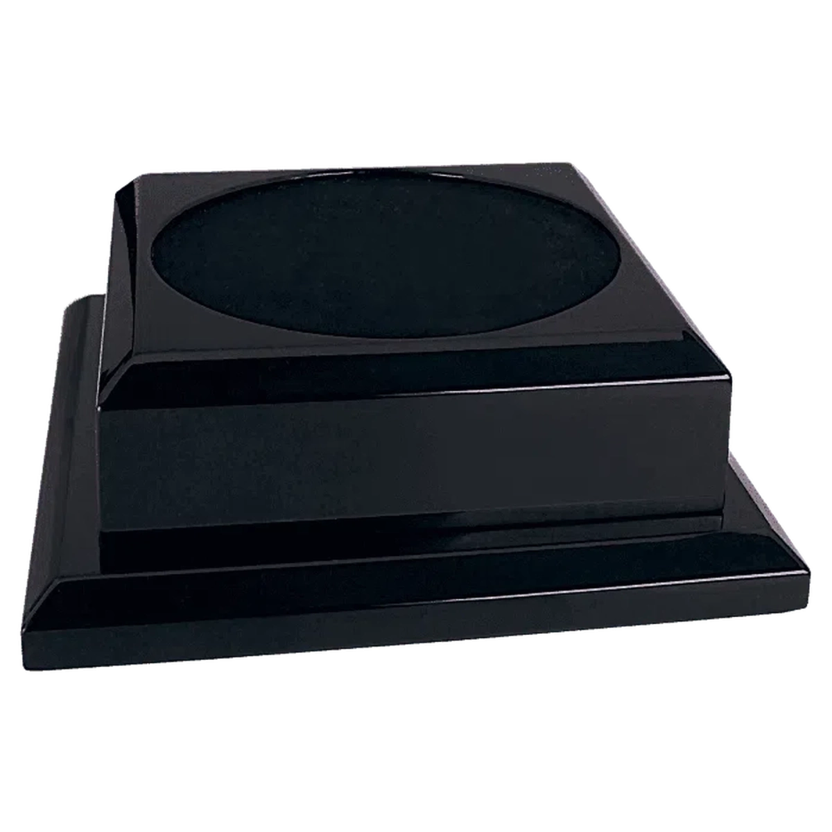 Engraved Royal Piano Finish Pedestal Base for Vases, Awards & Trophies Black Piano Finish / 7" x 7" (Round Inset is 4 1/2" diameter and 1/8" deep)