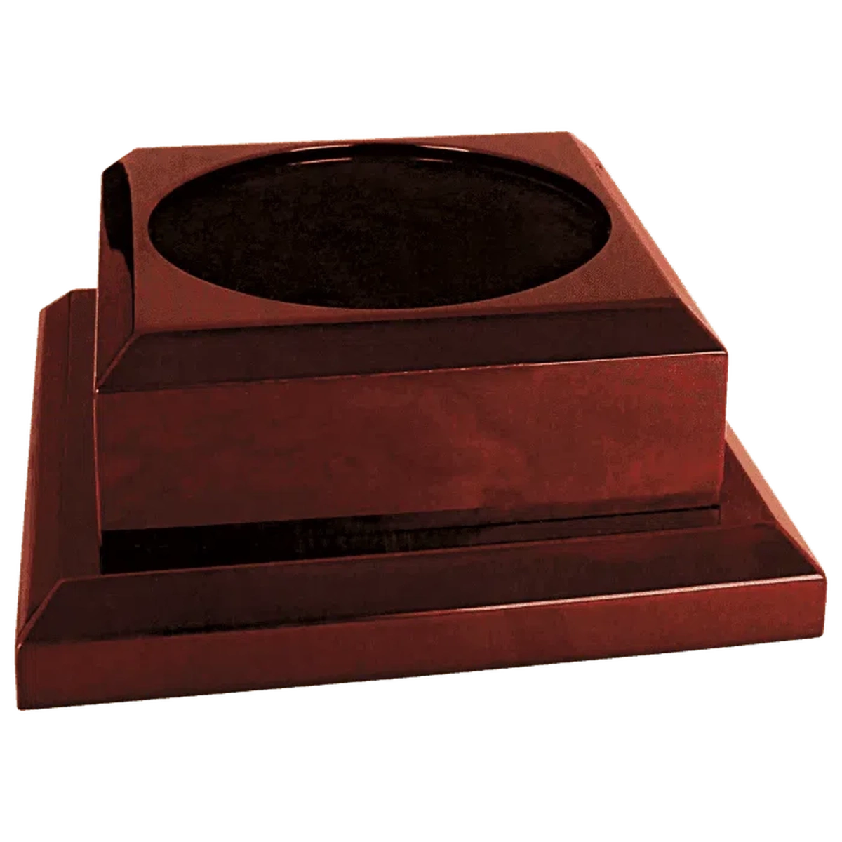 Engraved Royal Piano Finish Pedestal Base for Vases, Awards & Trophies Rosewood Piano Finish / 7" x 7" (Round Inset is 4 1/2" diameter and 1/8" deep)