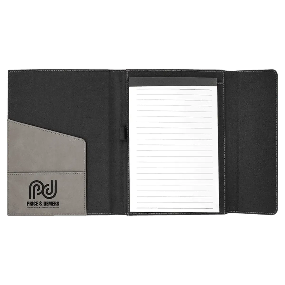 7" x 9" Personalized Leatherette Black Canvas Portfolio Red