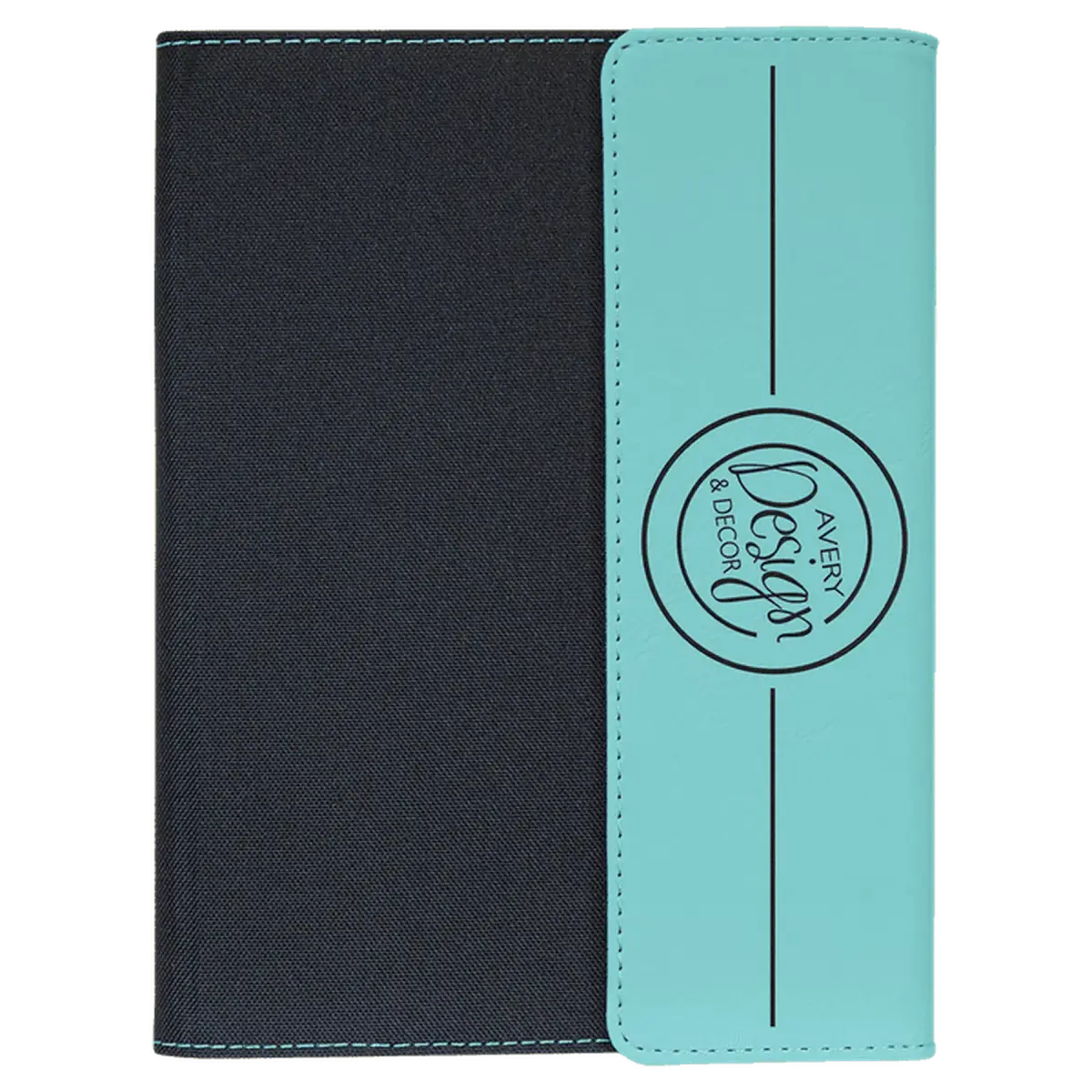 Personalized Canvas Portfolios - With Notepad and Magnetic Closure 7" x 9" / Gray Canvas / Rawhide