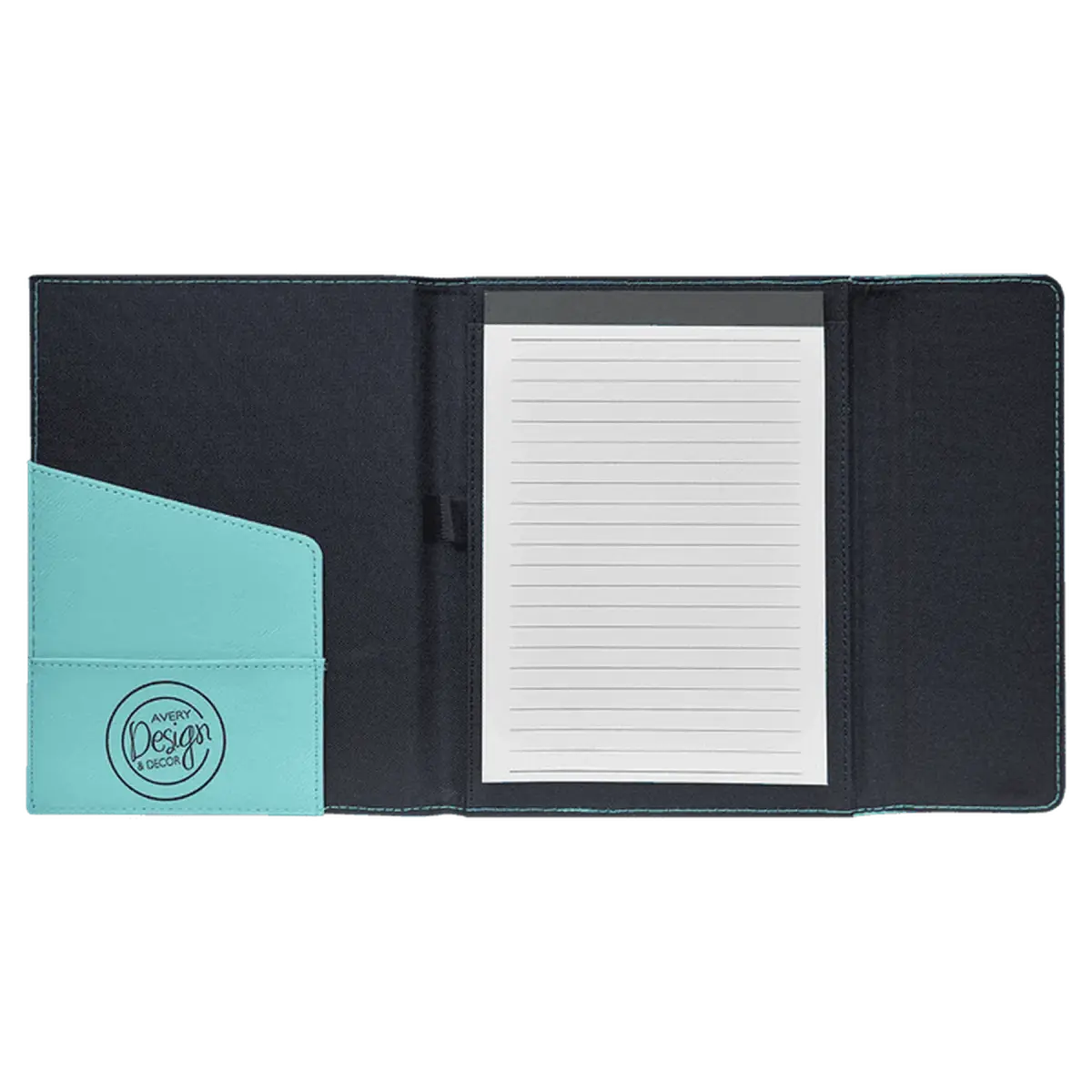 7" x 9" Personalized Leatherette Black Canvas Portfolio Red