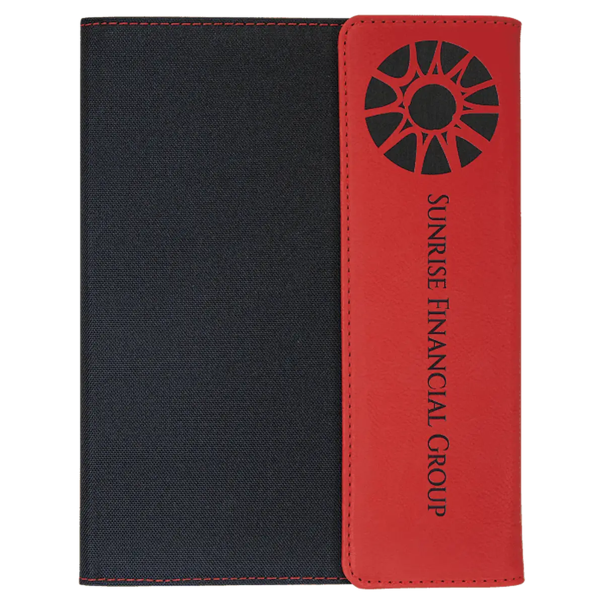 Personalized Canvas Portfolios - With Notepad and Magnetic Closure 9 1/2" x 12" / Black Canvas / Red