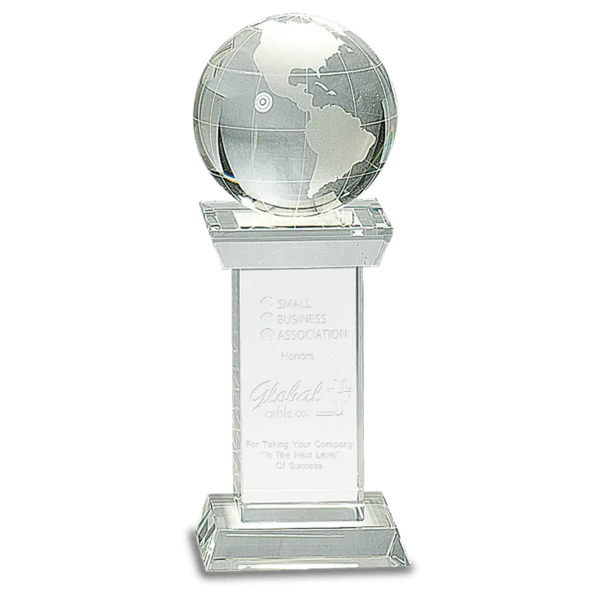 Laser Etched Crystal Globe Awards, Paperweights and Gifts Paperweight / Clear Globe/Flat Bottom / 3"