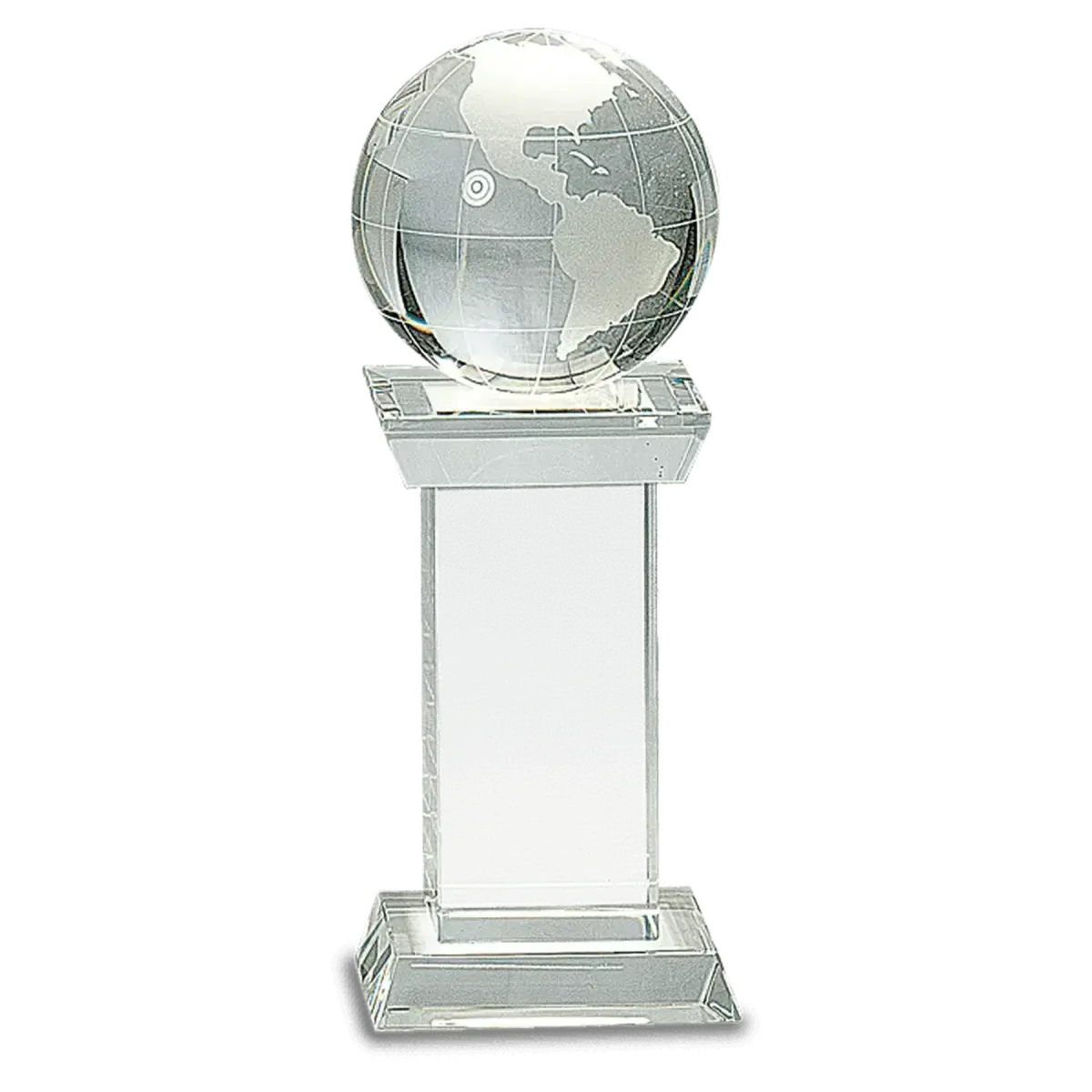 Laser Etched Crystal Globe Awards, Paperweights and Gifts Paperweight / Clear Globe/Flat Bottom / 3"