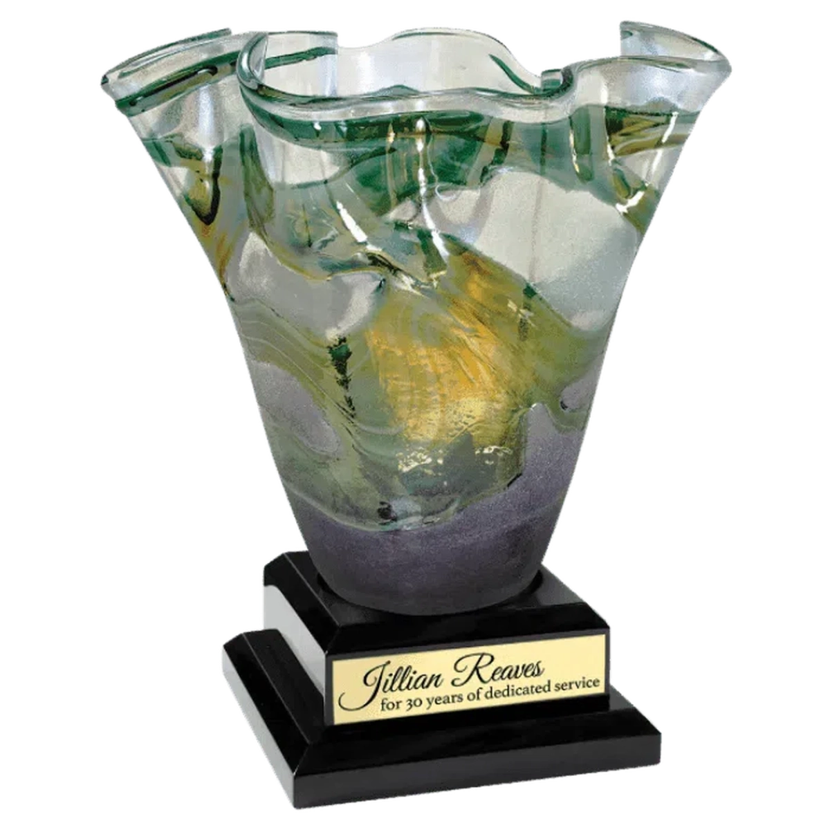 Engraved Royal Piano Finish Pedestal Base for Vases, Awards & Trophies Rosewood Piano Finish / 7" x 7" (Round Inset is 4 1/2" diameter and 1/8" deep)