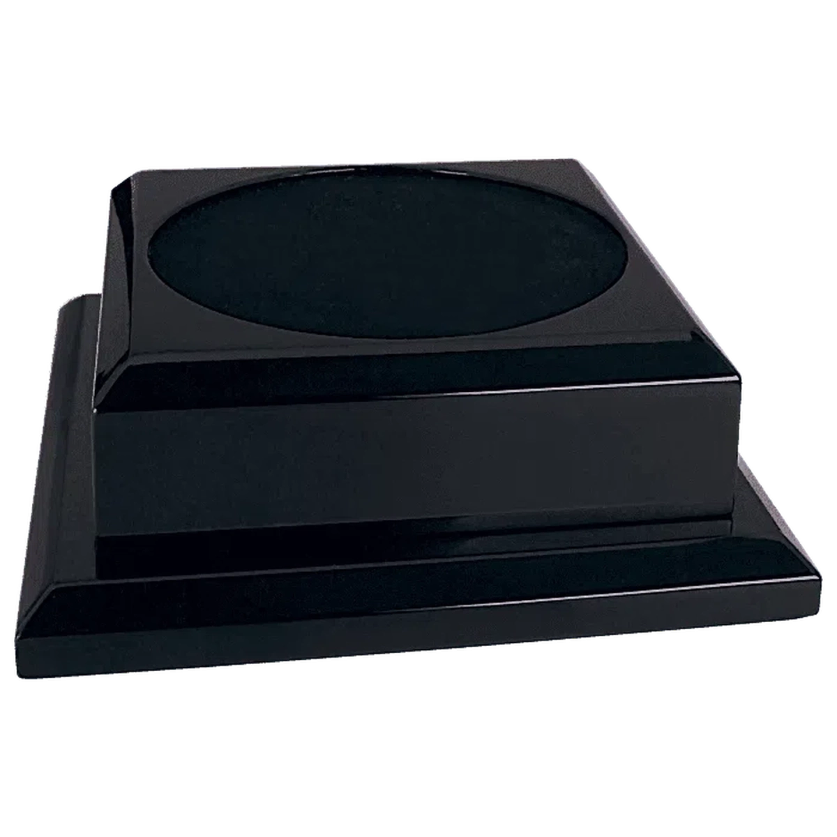 Engraved Royal Piano Finish Pedestal Base for Vases, Awards & Trophies Black Piano Finish / 8" x 8" (Round Inset is 5 1/2" diameter and 1/8" deep)