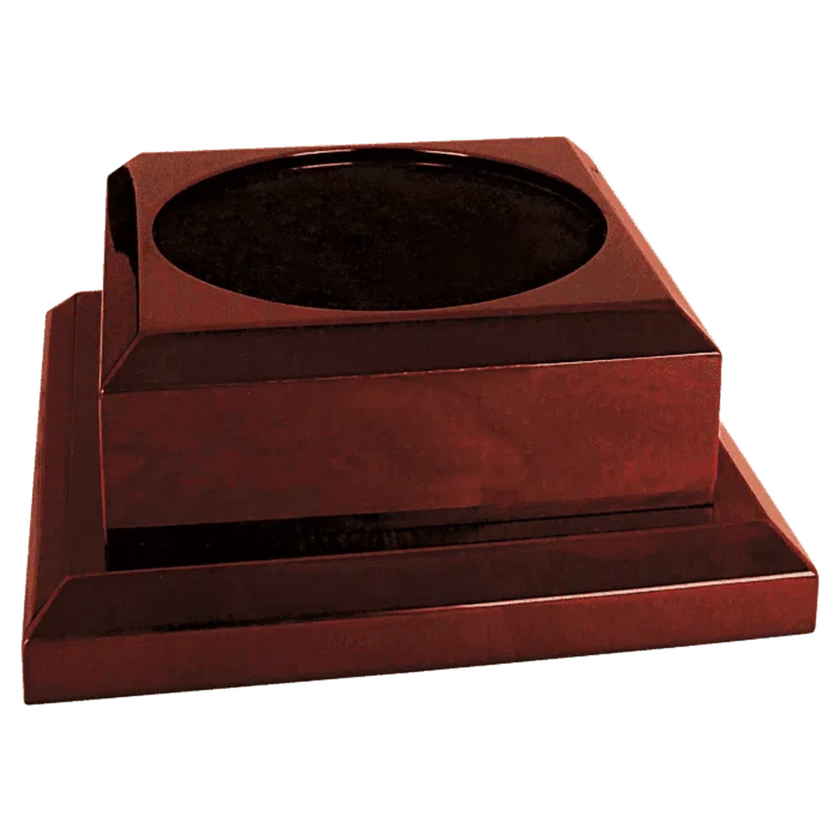 Engraved Royal Piano Finish Pedestal Base for Vases, Awards & Trophies Rosewood Piano Finish / 8" x 8" (Round Inset is 5 1/2" diameter and 1/8" deep)