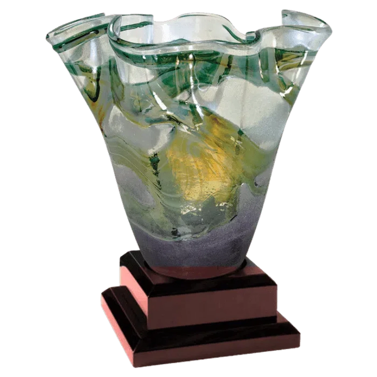 Engraved Royal Piano Finish Pedestal Base for Vases, Awards & Trophies Rosewood Piano Finish / 7" x 7" (Round Inset is 4 1/2" diameter and 1/8" deep)