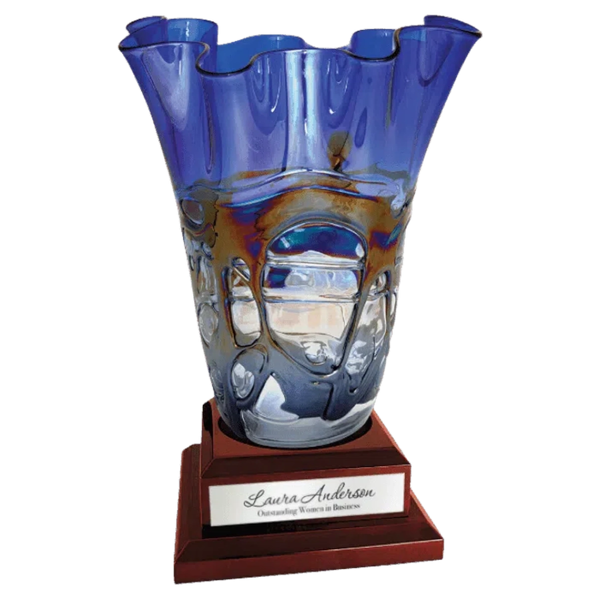 Engraved Royal Piano Finish Pedestal Base for Vases, Awards & Trophies Rosewood Piano Finish / 7" x 7" (Round Inset is 4 1/2" diameter and 1/8" deep)