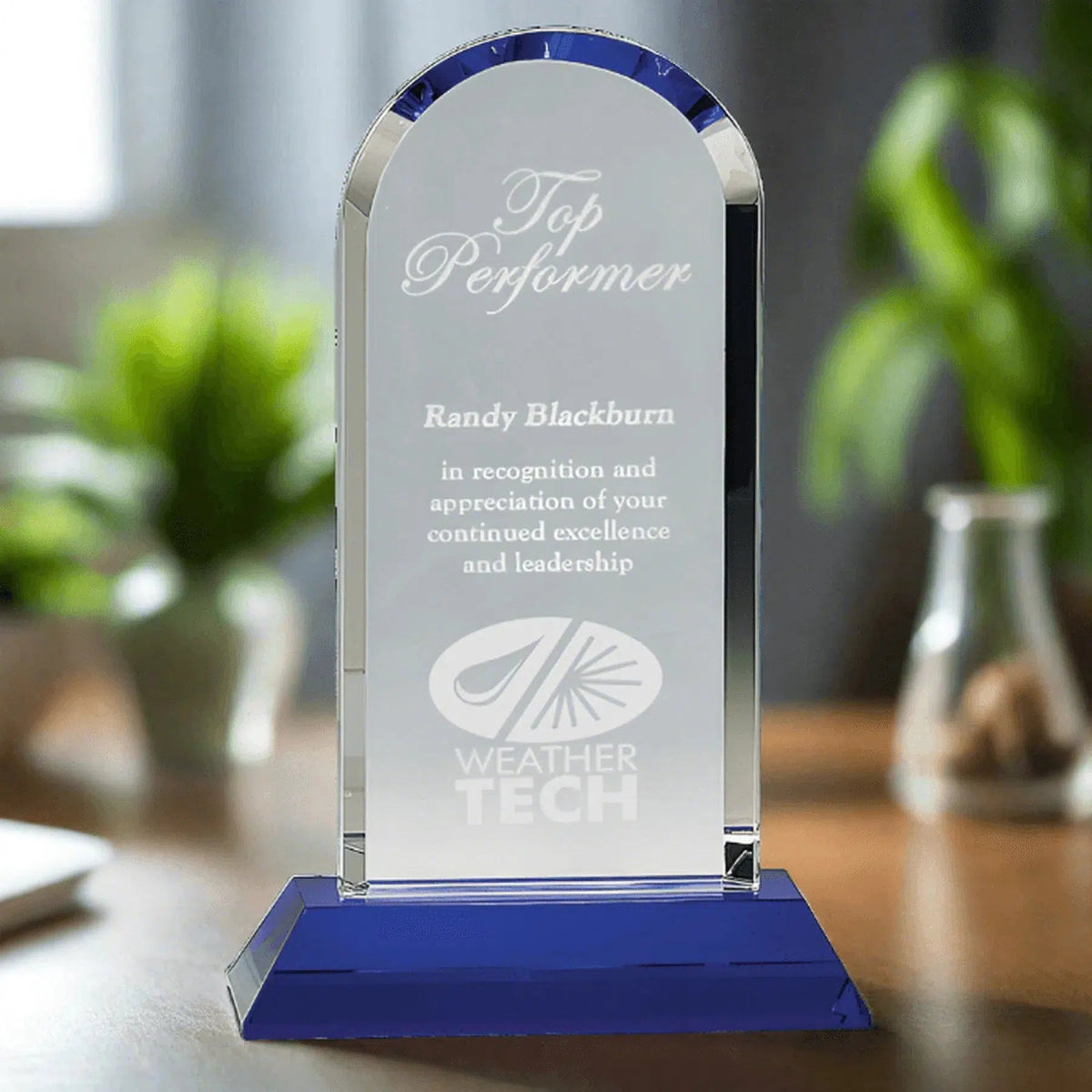 Crystal Dome Award on Blue Pedestal Base Default Title