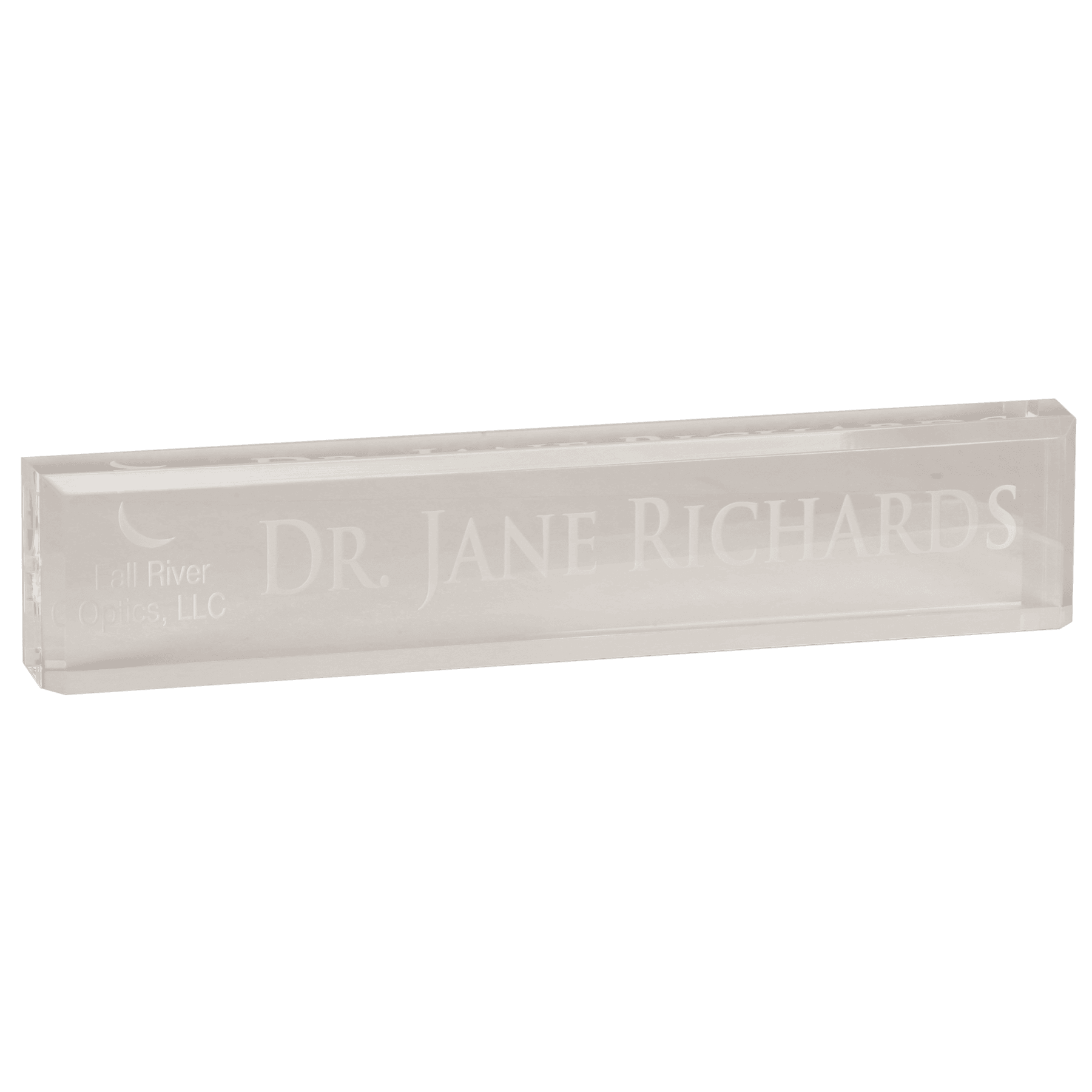 Acrylic Name Bar - Custom Engraved Clear and Black Desk Display
