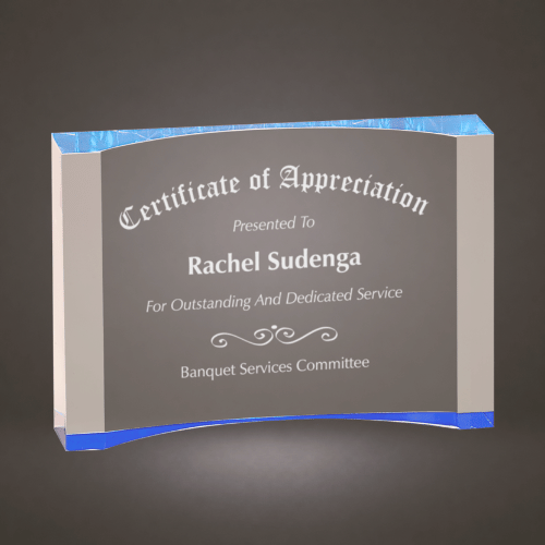 Acrylic Crescent Award | Gold or Blue Color Foil Base