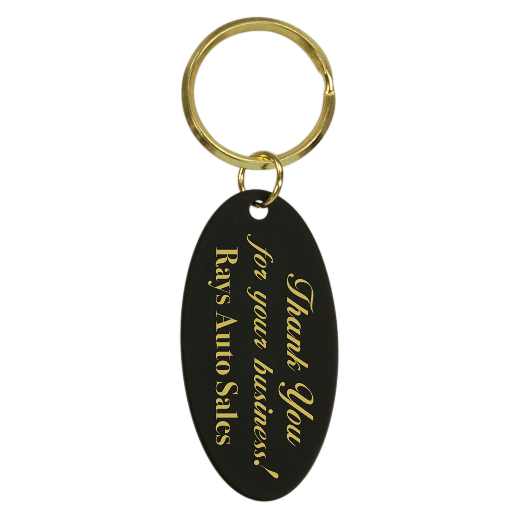 Personalized Keychains - Black Brass for Commemorative Gifts Oval / 1 1/4" x 2 1/2" / Black/Gold
