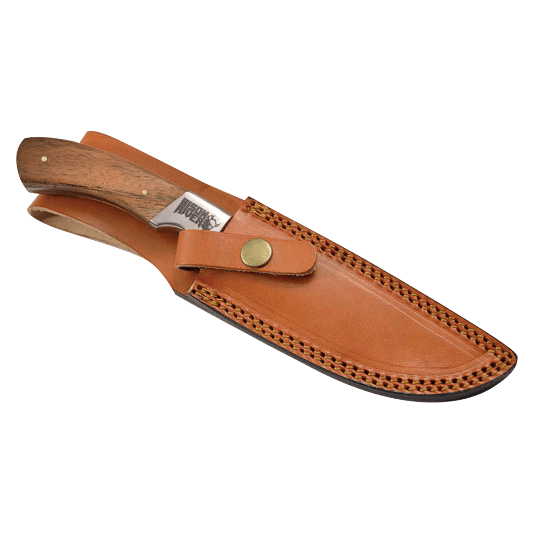 Custom Engraved Bison River Acacia Fixed Blade Knife | Damascus Steel 7 3/4" / Fixed Blade - Acacia Wood Handle / Damascus Steel