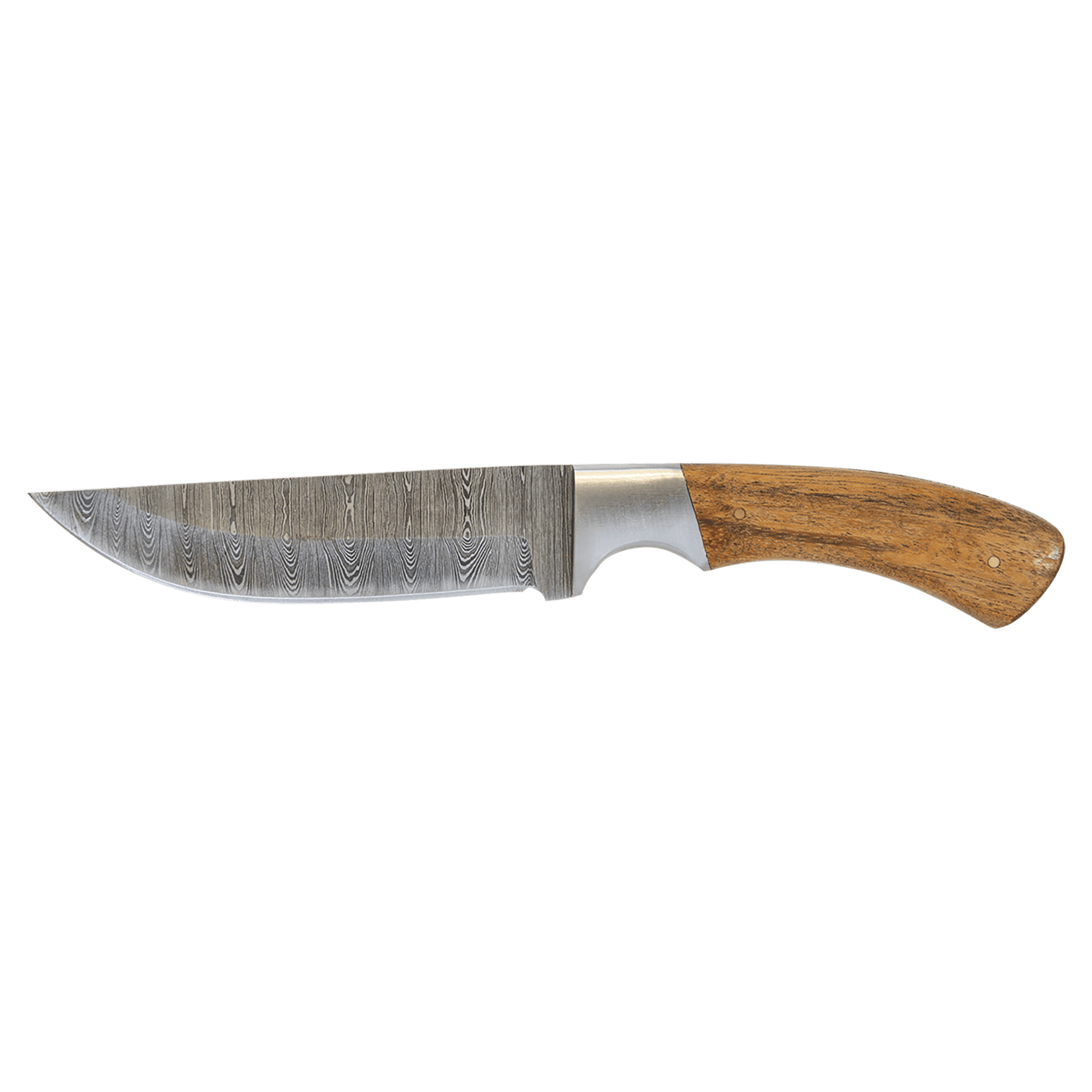 Custom Engraved Bison River Acacia Fixed Blade Knife | Damascus Steel 7 3/4" / Fixed Blade - Acacia Wood Handle / Damascus Steel