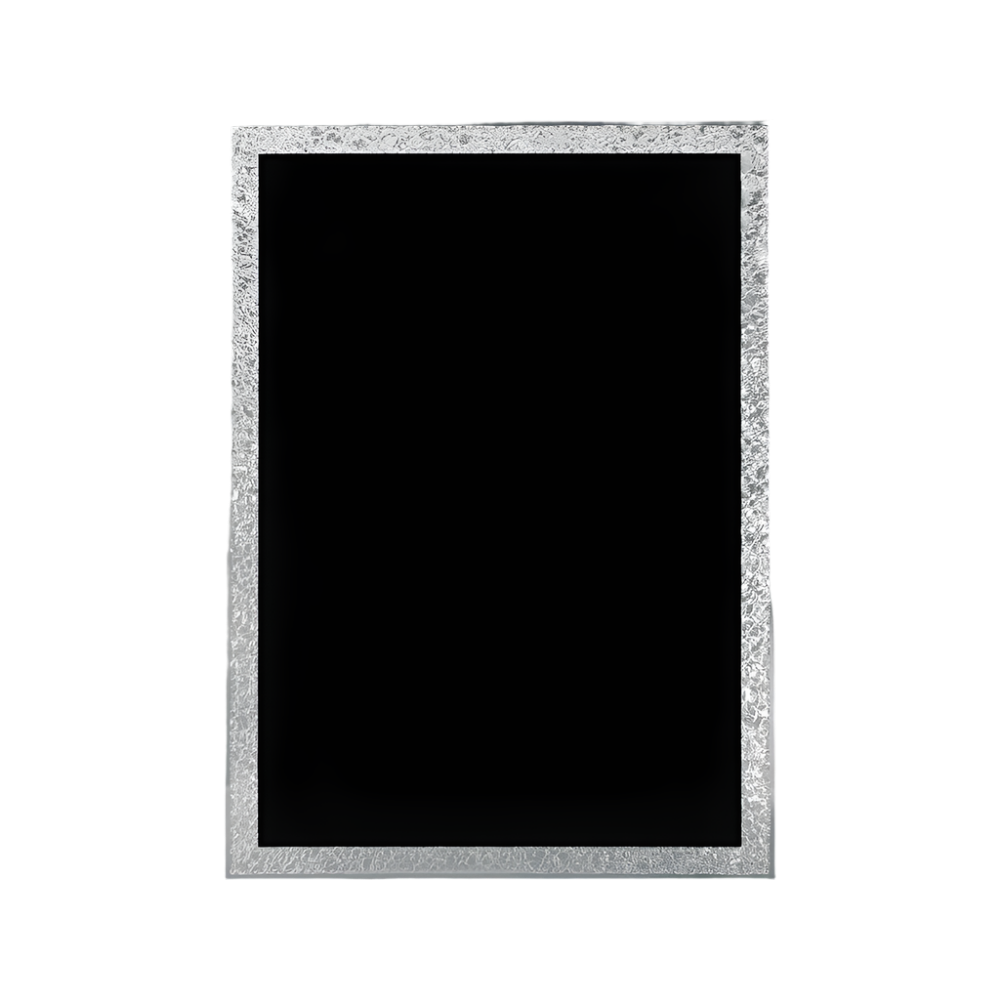 Elegant Black Plaque Plate with Silver Florentine Border Silver Florentine Border / 4" x 6"