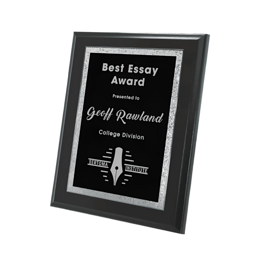 Elegant Black Plaque Plate with Silver Florentine Border Silver Florentine Border / 4" x 6"