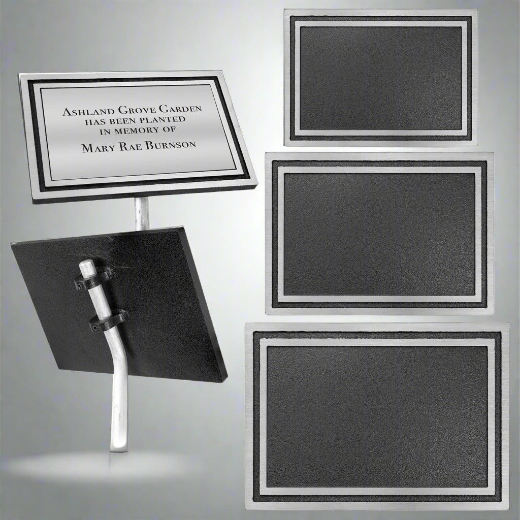 Cast Aluminum Signs & Plaques – Indoor and Outdoor Displays Black/Brushed Silver / Wall Mounted - Rectangle / 9" x 3"