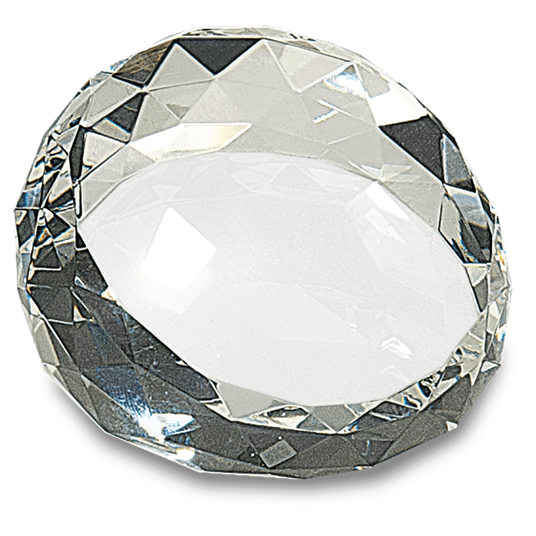 Personalized Crystal Paperweights with Frosted Etching Round Slant with Faceted Edge / 2 1/2" x 1 3/4"