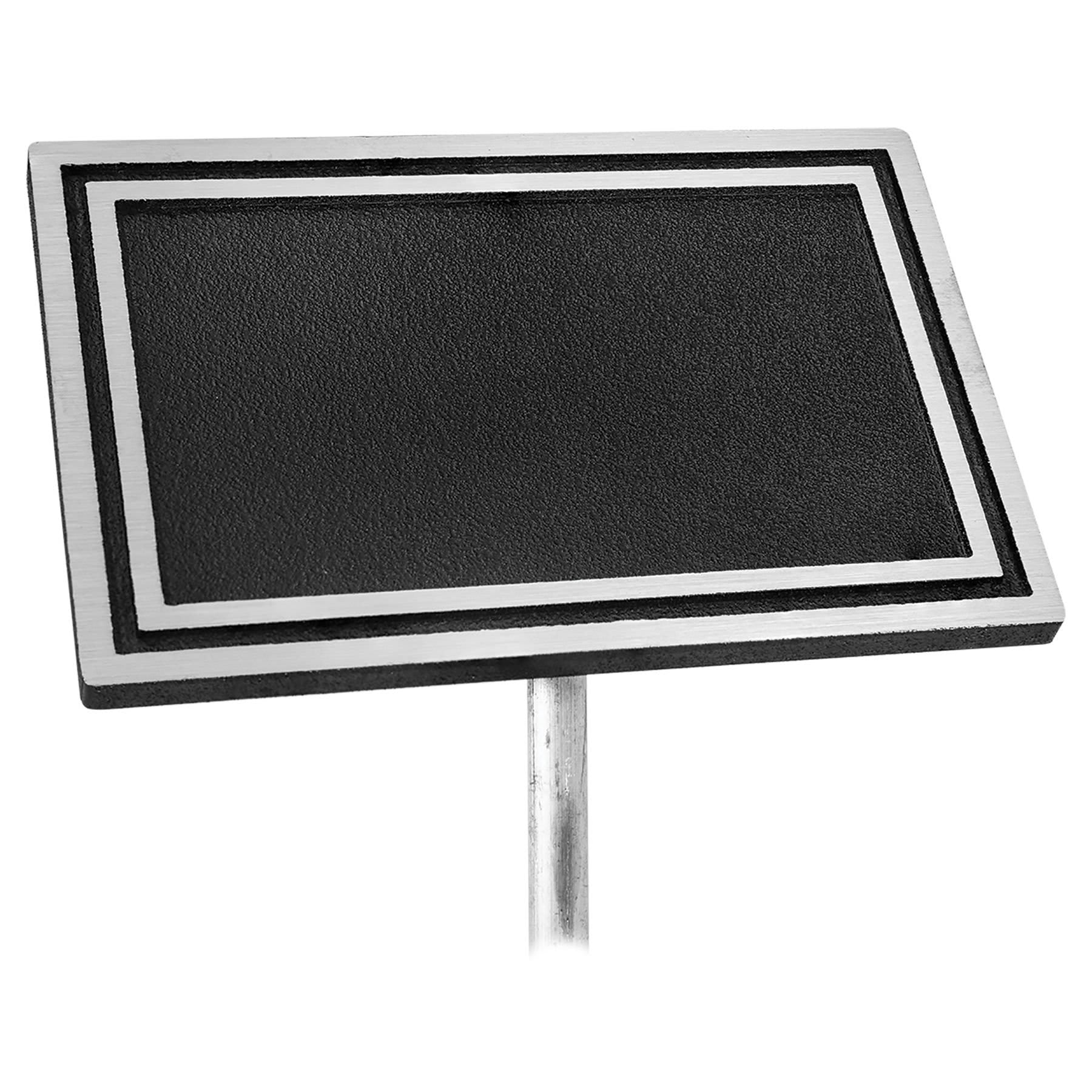 Cast Aluminum Signs & Plaques – Indoor and Outdoor Displays Black/Brushed Silver / With Ground Rod / 6" x 4"