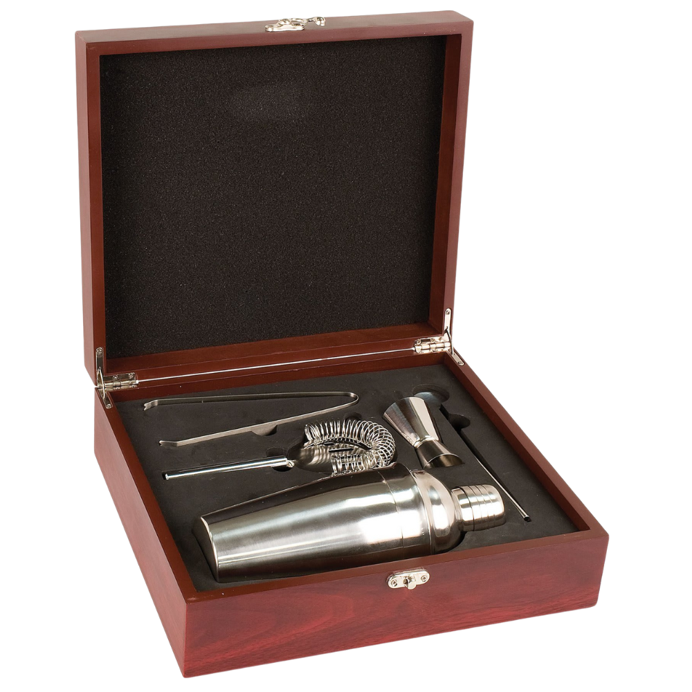 Personalized Cocktail Shaker Gift Set - With Rosewood Finished Box Default Title