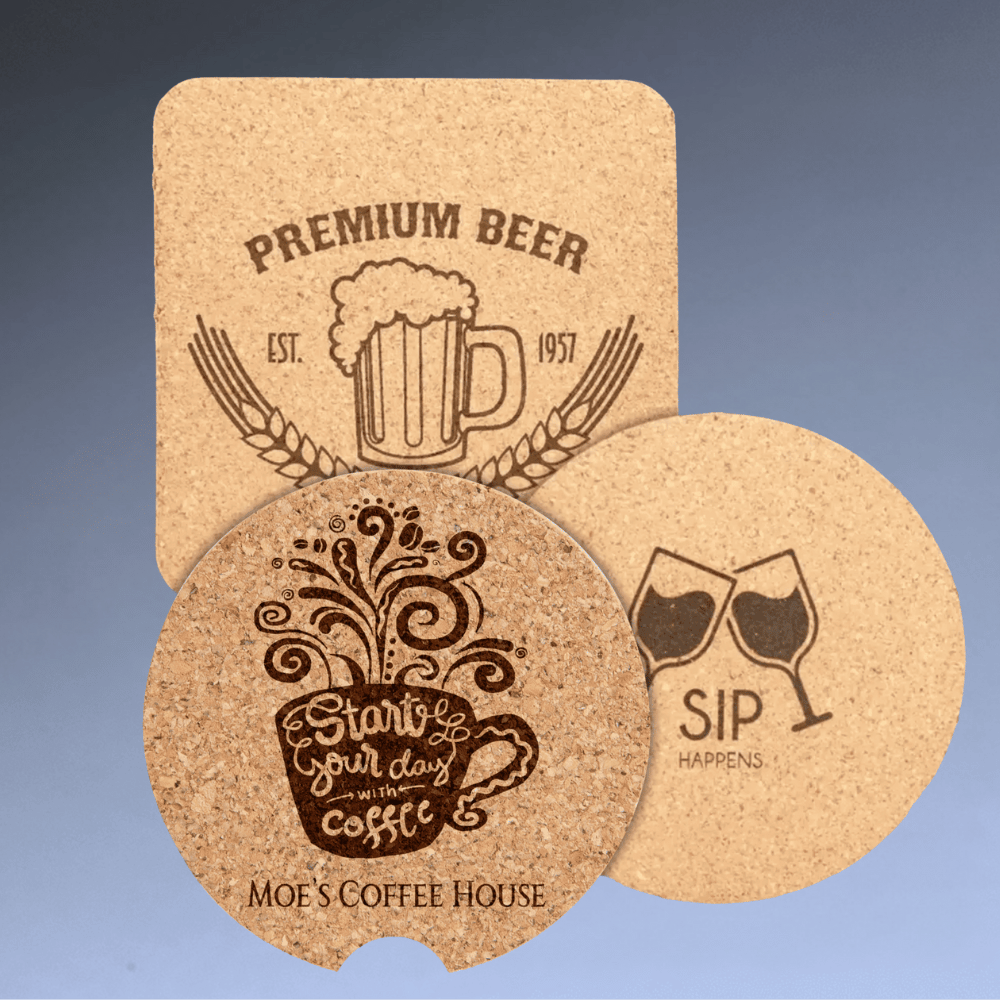 Personalized Cork Coasters, Trivets and Gift Sets