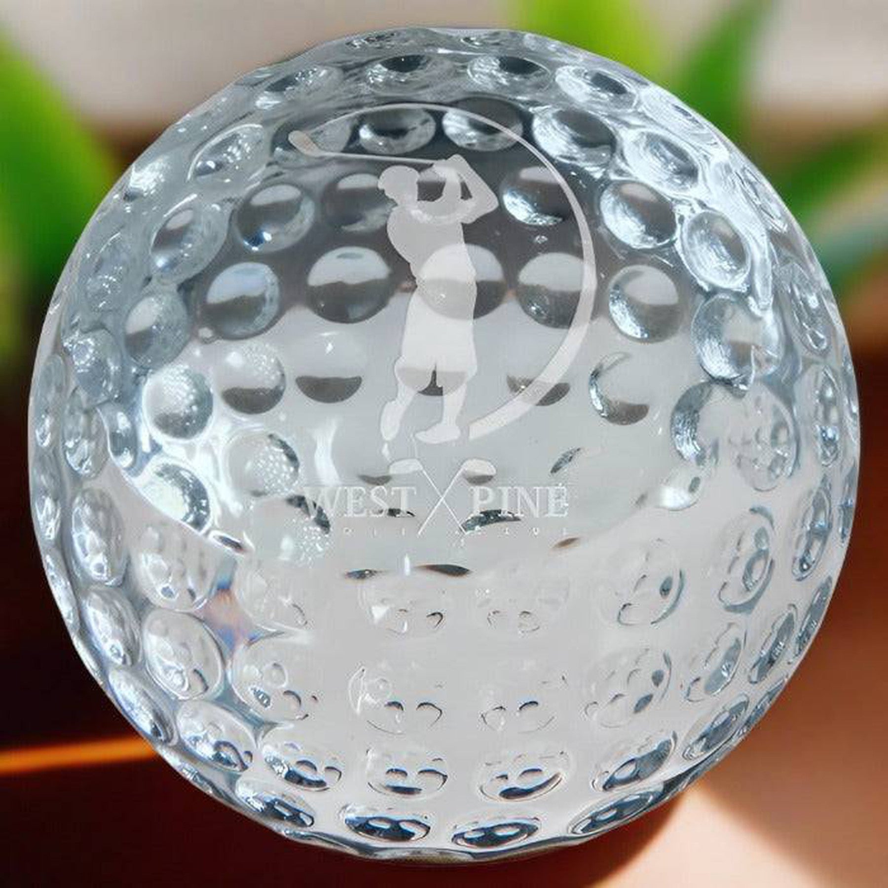 Engraved Crystal Golf Ball Paperweight Crystal / 2 3/8"
