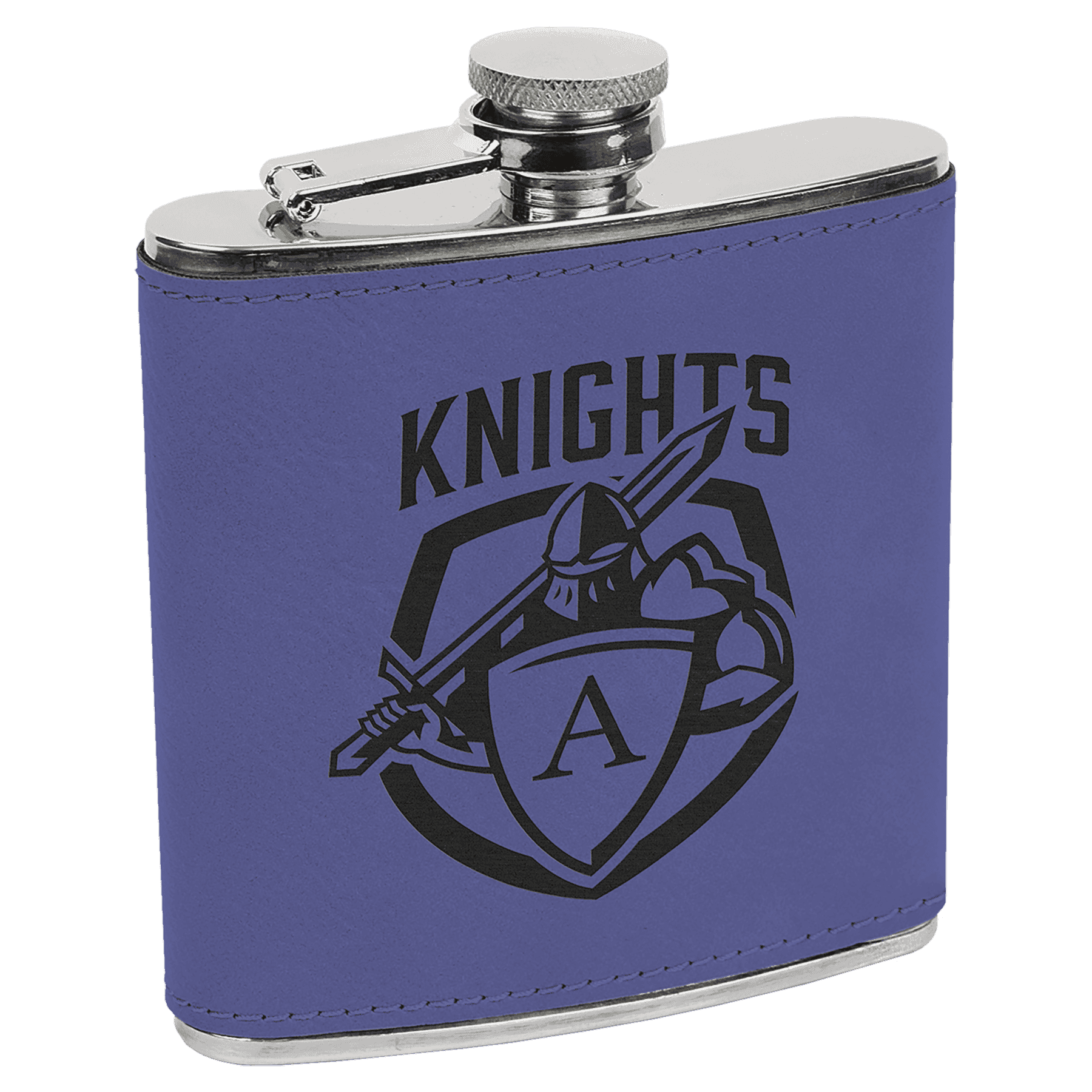Custom Engraved 6 oz Flasks – Purple Leatherette